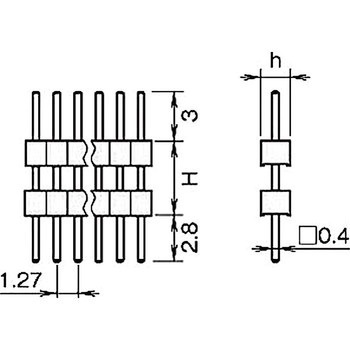 ピンヘッダー(ピン) PCB取付穴径Φ0.65 PSS-710453-00(H=4.5，h=1.8) 廣杉計器