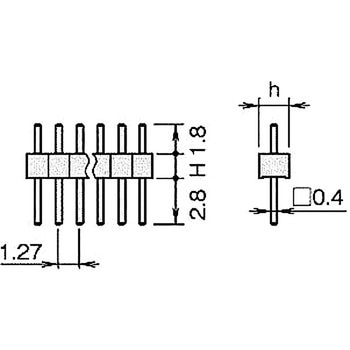ピンヘッダー(ピン) PCB取付穴径Φ0.65 PSS-710152-00(H=1.5，h=1.8) 廣杉計器