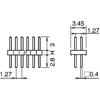 ピンヘッダー(ピン) PCB取付穴径Φ0.65 PSS-720103-00(H=1) 廣杉計器