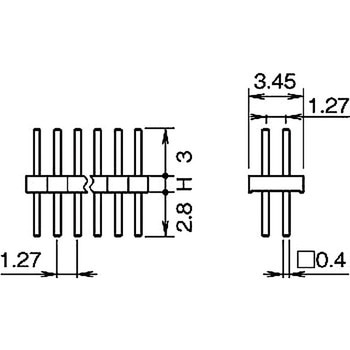 ピンヘッダー(ピン) PCB取付穴径Φ0.65 PSS-720153-00(H=1.5) 廣杉計器