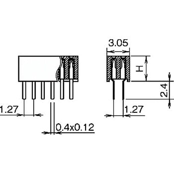 ピンヘッダー(ソケット) PCB取付穴径Φ0.6 FSS-72034-00(2列) 廣杉計器