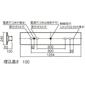 一体型LEDベースライト リニューアル用 下面開放型 天井埋込型 40形 省エネタイプ 3200lm 幅240 非調光 Panasonic(パナソニック)