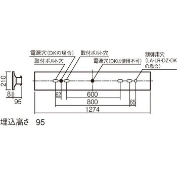一体型LEDベースライト リニューアル用 下面開放型 天井埋込型 40形 一般タイプ 3200lm 幅210 非調光 Panasonic(パナソニック)