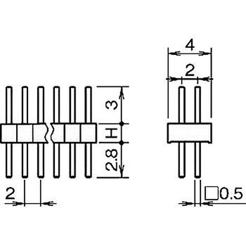 ピンヘッダー(ピン) PCB取付穴径Φ0.8 PSS-220153-00(H=1.5) 廣杉計器