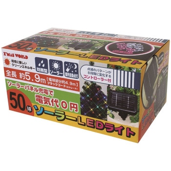 ソーラーLED50球 ピンク・ホワイト/ブラックコード 東京ローソク製造