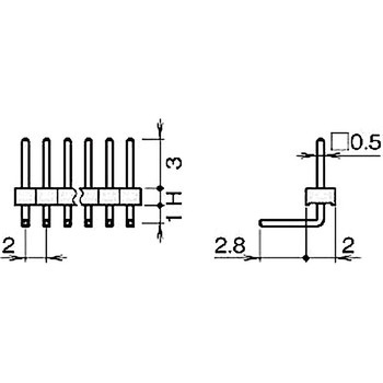 ピンヘッダー(ピン) PCB取付穴径Φ0.8 PSR-210203-00(H=2) 廣杉計器