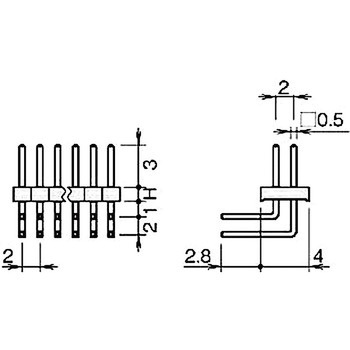 ピンヘッダー(ピン) PCB取付穴径Φ0.8 PSR-220153-00(H=1.5) 廣杉計器