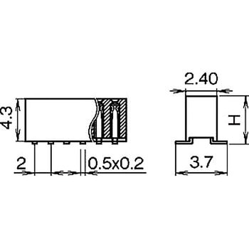 ピンヘッダー(ソケット) PCB取付レイアウト FSM-21045-00(1列) 廣杉計器