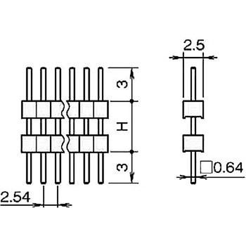 ピンヘッダー(ピン) PCB取付穴径Φ1.02 PSS-410503-00(H=5) 廣杉計器