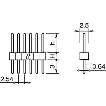ピンヘッダー(ピン) PCB取付穴径Φ1.02 PSS-410156-00(H=1.5，h=6.0) 廣杉計器