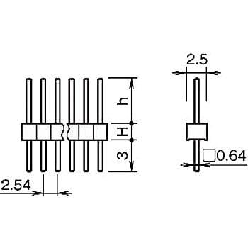 ピンヘッダー(ピン) PSS-410256-00(H=2.5，h=6.1) 廣杉計器