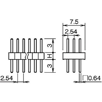 ピンヘッダー(ピン) PCB取付穴径Φ1.02 PSS-430253-00(H=2.5) 廣杉計器