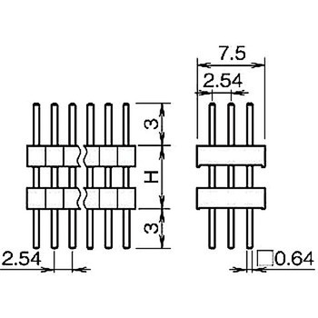 ピンヘッダー(ピン) PCB取付穴径Φ1.02 PSS-430603-00(H=6) 廣杉計器