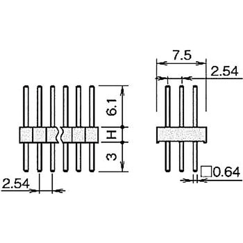 ピンヘッダー(ピン) PCB取付穴径Φ1.02 PSS-430256-00(H=2.5) 廣杉計器