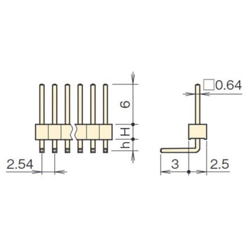 ピンヘッダー(ピン) PSR-410256-00(H=2.5，h=1.4) 廣杉計器