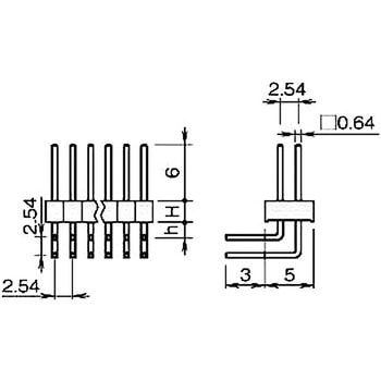 ピンヘッダー(ピン) PSR-420156-00(H=1.5，h=2.4) 廣杉計器