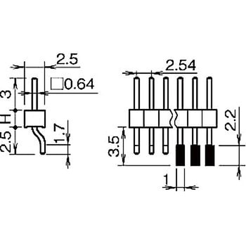 ピンヘッダー(ピン) PSL-410253-00(H=2.5) 廣杉計器