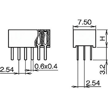 ピンヘッダー(ソケット) PCB取付穴径Φ1.02 FSS-43085-00(3列) 廣杉計器