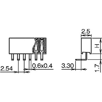 ピンヘッダー(ソケット) PCB取付穴径Φ1.02 FSR-41057-00(1列) 廣杉計器