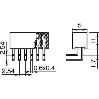ピンヘッダー(ソケット) PCB取付穴径Φ1.02 FSR-42057-00(2列) 廣杉計器