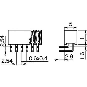 ピンヘッダー(ソケット) PCB取付穴径Φ1.02 FSR-42085-00-00(2列) 廣杉計器