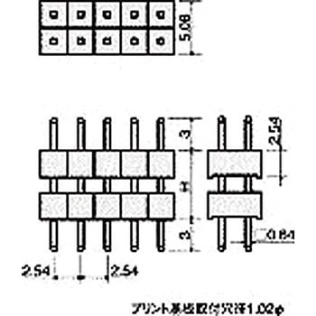 基板用マウントパーツ(段重ね端子) MTW-2502-00( ピッチ2.54mm)2列 廣杉計器