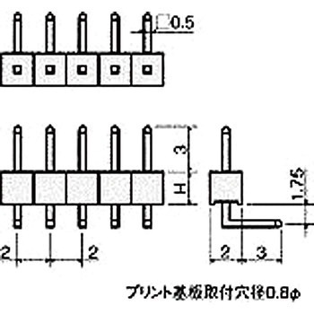 基板用マウントパーツ(基板垂直取付端子) MLS-2002-00( ピッチ2.00mm)1列 廣杉計器