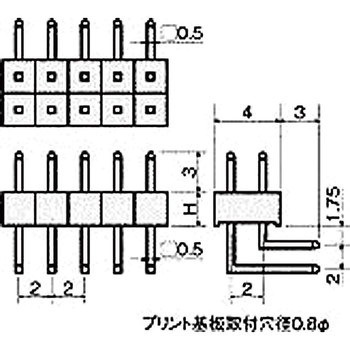 基板用マウントパーツ(基板垂直取付端子) MLW-2002-00( ピッチ2.00mm)2列 廣杉計器