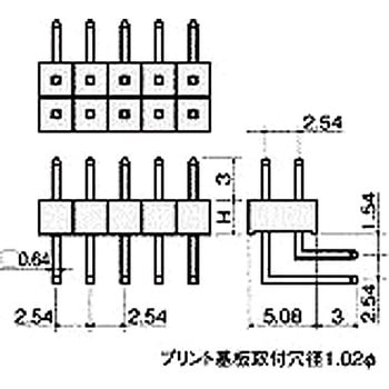 基板用マウントパーツ(基板垂直取付端子) MLW-2502-00( ピッチ2.54mm)2列 廣杉計器
