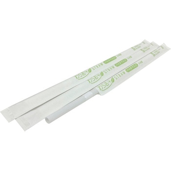 【国産】ジュース用バイオマスストロー6mm×21cmフレックス 白(紙包装/500本入) 大一産業