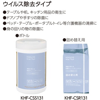 ヒビフル HibiFull ＜ウイルス除去成分配合＞残量が見えるウェットティッシュ コクヨ