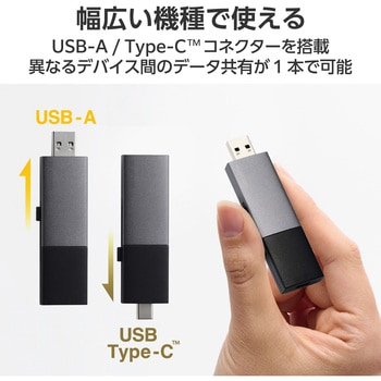 SSD 外付け USB3.2Gen2 読込最大1000MB/秒 USBメモリ型 スライド式 高速 耐衝撃 Type-C/USB-A 両対応 エレコム