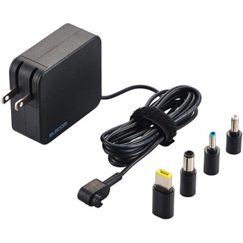 ACアダプター ノートパソコン充電器 変換コネクター4種 (DC丸型プラグ×3 DC角型プラグ×1) 65W エレコム