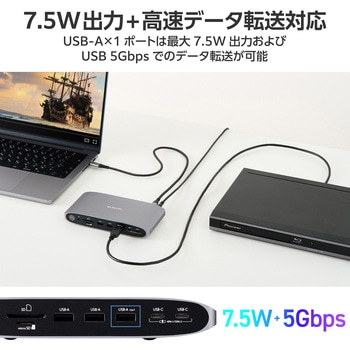 USB Type-C ドッキングステーション 13-in-1 ハブ PD 85W出力 急速充電 エレコム