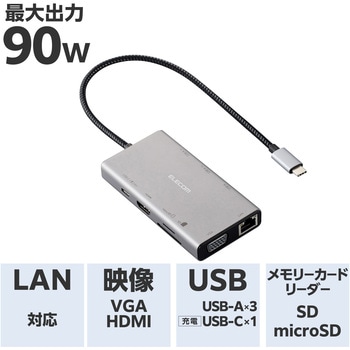 USB Type-C ドッキングステーション 10-in-1 ハブ PD 90W出力 急速充電 エレコム