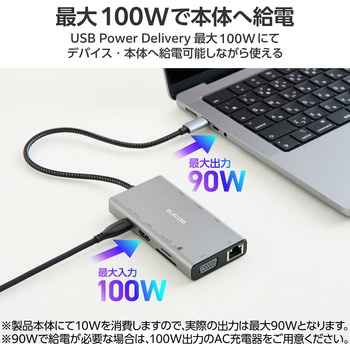USB Type-C ドッキングステーション 10-in-1 ハブ PD 90W出力 急速充電 エレコム