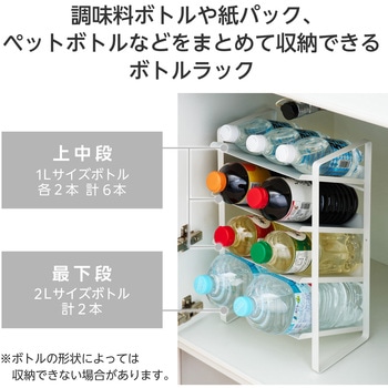 ボトルラック [2Lサイズボトル2本+1Lサイズボトル6本収納可能] 調味料ボトル 小物 置き型 キッチン収納 エレコム