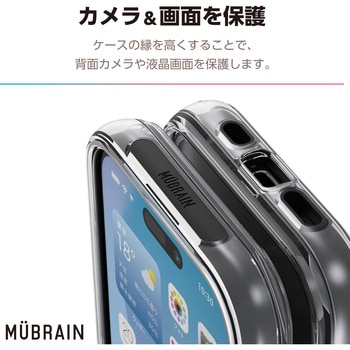 iPhone16 ケース ハイブリッド カバー 衝撃吸収 軽量 カメラレンズ保護設計 MUBRAIN エレコム