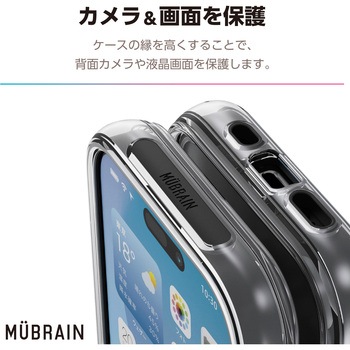 iPhone16 Pro ケース ハイブリッド 衝撃吸収 軽量 カメラレンズ保護設計 MUBRAIN エレコム