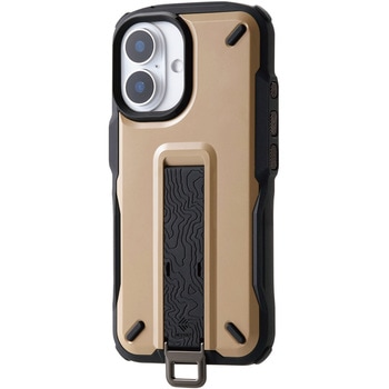 iPhone 16 ケース ハイブリッド 衝撃吸収 ストラップホール付 フィンガーベルト付 NESTOUT エレコム
