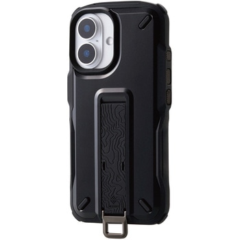 iPhone 16 ケース ハイブリッド 衝撃吸収 ストラップホール付 フィンガーベルト付 NESTOUT エレコム