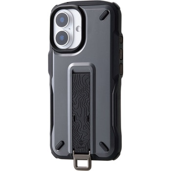 iPhone 16 ケース ハイブリッド 衝撃吸収 ストラップホール付 フィンガーベルト付 NESTOUT エレコム