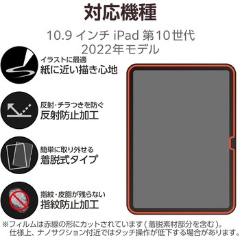 iPad 2024 用 フィルム 着脱式 ケント紙 紙心地 アンチグレア ブルーライトカット 指紋防止 反射防止 エレコム