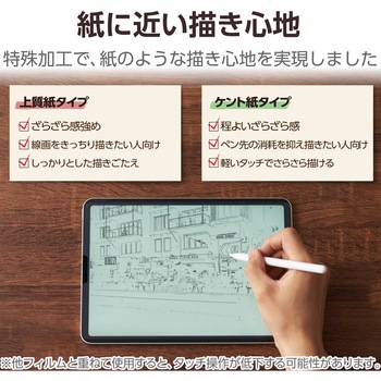 iPad 2024 用 フィルム 着脱式 ケント紙 紙心地 アンチグレア ブルーライトカット 指紋防止 反射防止 エレコム