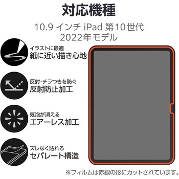 iPad 2024 用 フィルム 上質紙 紙心地 アンチグレア 固定シール付 指紋防止 反射防止 マット 気泡防止 エレコム
