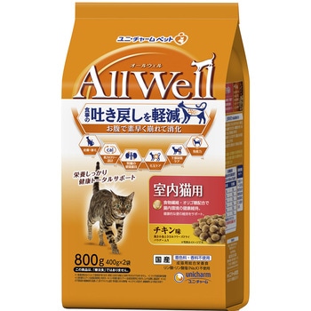 AllWell 室内猫用 チキン味 挽き小魚とささみフリーズドライパウダー入り Allwell