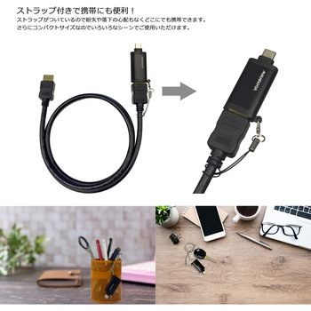 携帯取付用ストラップ付 USB-C to HDMI 変換アダプター ケーブルセット Vodaview