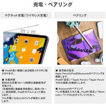 スタイラス タッチペン iPadマグネット充電モデル対応 ペン先1.5mm Vodaview