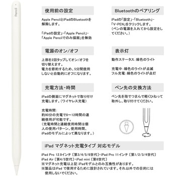 スタイラス タッチペン iPadマグネット充電モデル対応 ペン先1.5mm Vodaview