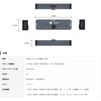 HDMI 切替機 パソコン2台→モニター/パソコン→モニター2台 両方向対応 4K映像・HDCPサポート Vodaview